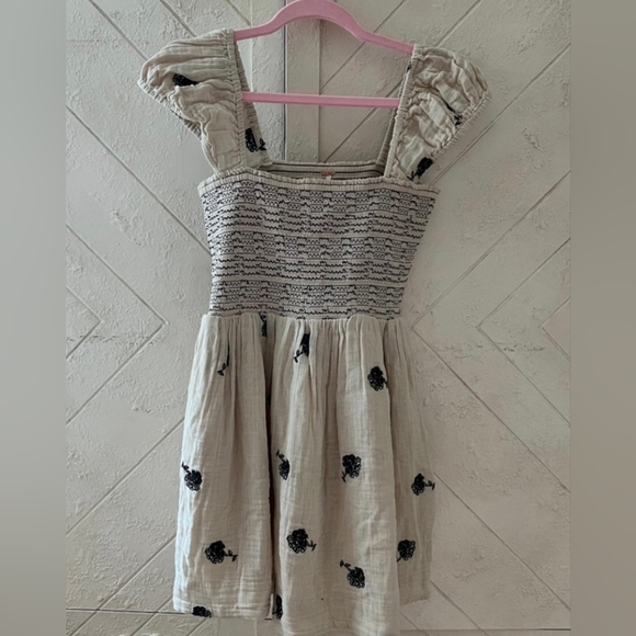 FREE PEOPLE Tory Embroidered Mini Dress Ivory Medium NEW Boho Chic - Picture 9 of 13